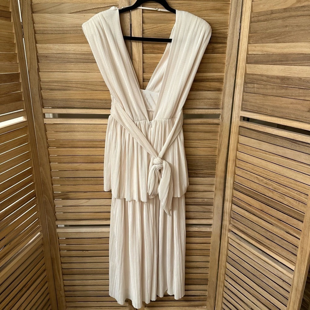 Sabina Musayev Ophelia Plisse Midi Dress in Ivory Size XS - Picture 6 of 9